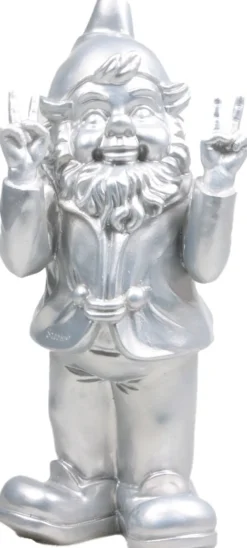 Stoobz Design Gartenzwerg Peace silber 11 x 13 x 31 cm