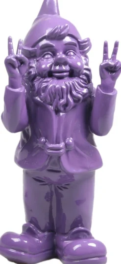 Stoobz Design Gartenzwerg Peace lila 11 x 13 x 31 cm