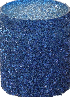Teelichthalter Strass Lois blau D 8,5 H 8 cm
