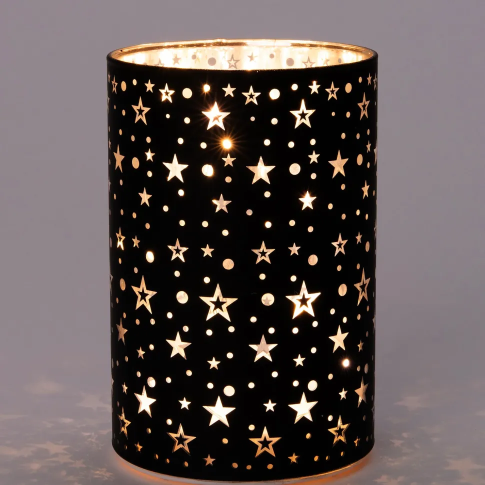 Tischleuchte schwarz Sterne D 10 H 15 cm