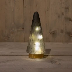 Tischleuchte Weihnachtsbaum grau mit 10 LEDs warmweiß D 10,5 H 24,5 cm