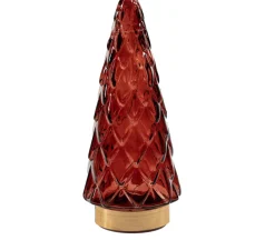 Tischleuchte Weihnachtsbaum bordeaux mit 10 LEDs warmweiß D 10,5 H 24,5 cm
