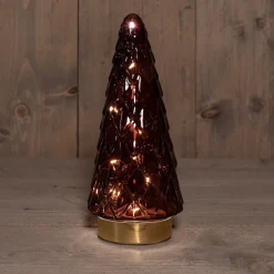 Tischleuchte Weihnachtsbaum bordeaux mit 10 LEDs warmweiß D 10,5 H 24,5 cm