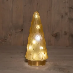 Tischleuchte Weihnachtsbaum gold mit 10 LEDs warmweiß D 10,5 H 24,5 cm