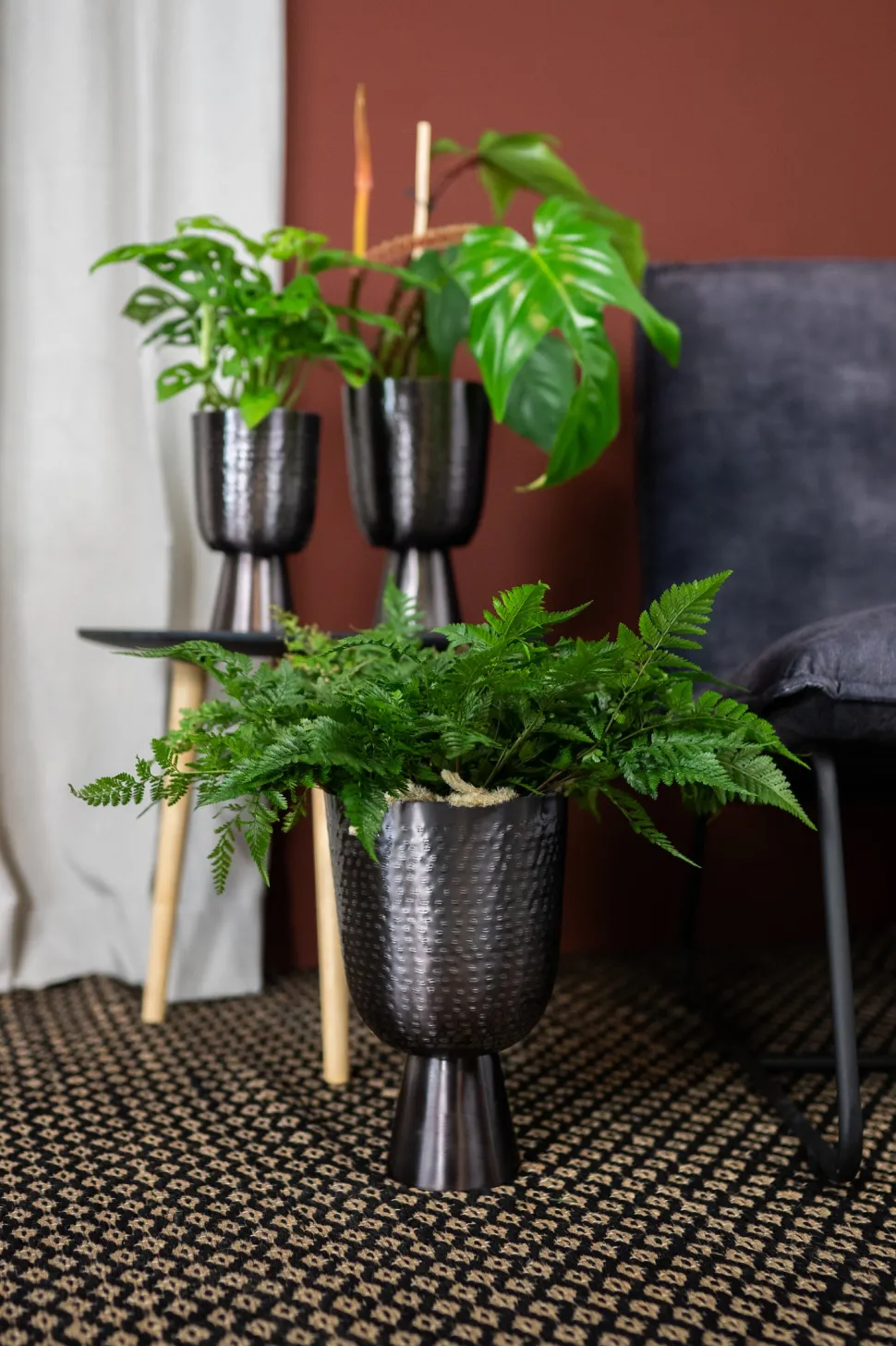 TS Blumentopf mit Fuß Lauren grau D 15 H 24 cm