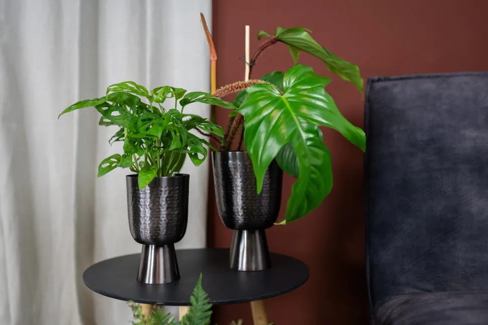 TS Blumentopf mit Fuß Lauren grau D 12 H 19 cm