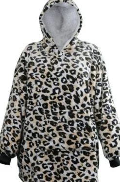 Unique Living Deckenpulli mit Kapuze Leo Animalprint onesize
