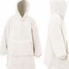 Unique Living Hoodie Deckenpulli mit Kapuze Teddy weiß onesize