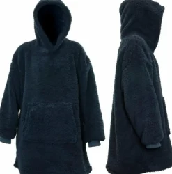Unique Living Hoodie Deckenpulli mit Kapuze Teddy blau onesize