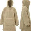 Unique Living Hoodie Deckenpulli mit Kapuze Teddy grau onesize