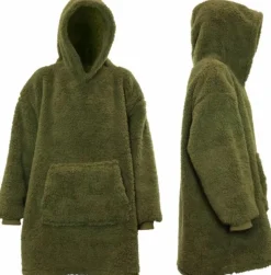 Unique Living Hoodie Deckenpulli mit Kapuze Teddy grün onesize