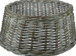 Van der Leeden Korb für Weihnachtsbaum Rattan D 60 H 26 cm grau / weiß