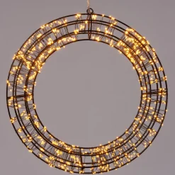 Weihnachtsanhänger Kranz schwarz mit 800 LEDs warmweiß D 36 cm