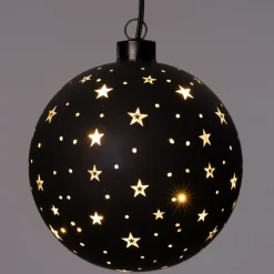 Weihnachtsanhänger Kugel Sterne mit LED Beleuchtung warmweiß D 15 cm