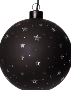 Weihnachtsanhänger Kugel Sterne mit LED Beleuchtung warmweiß D 10 cm