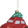Weihnachtsbaumschmuck Fahrzeug Käfer rot 12 x 6 x 7 cm