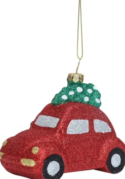 Weihnachtsbaumschmuck Fahrzeug Käfer rot 12 x 6 x 7 cm