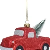 Weihnachtsbaumschmuck Fahrzeug Pick-up rot 12 x 6 x 7 cm