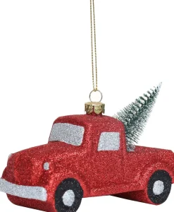 Weihnachtsbaumschmuck Fahrzeug Pick-up rot 12 x 6 x 7 cm