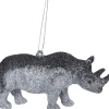 Weihnachtsbaumschmuck Safaridier Nashorn silber 10 x 3 x 15 cm