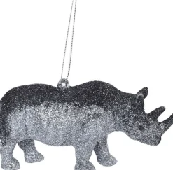 Weihnachtsbaumschmuck Safaridier Nashorn silber 10 x 3 x 15 cm