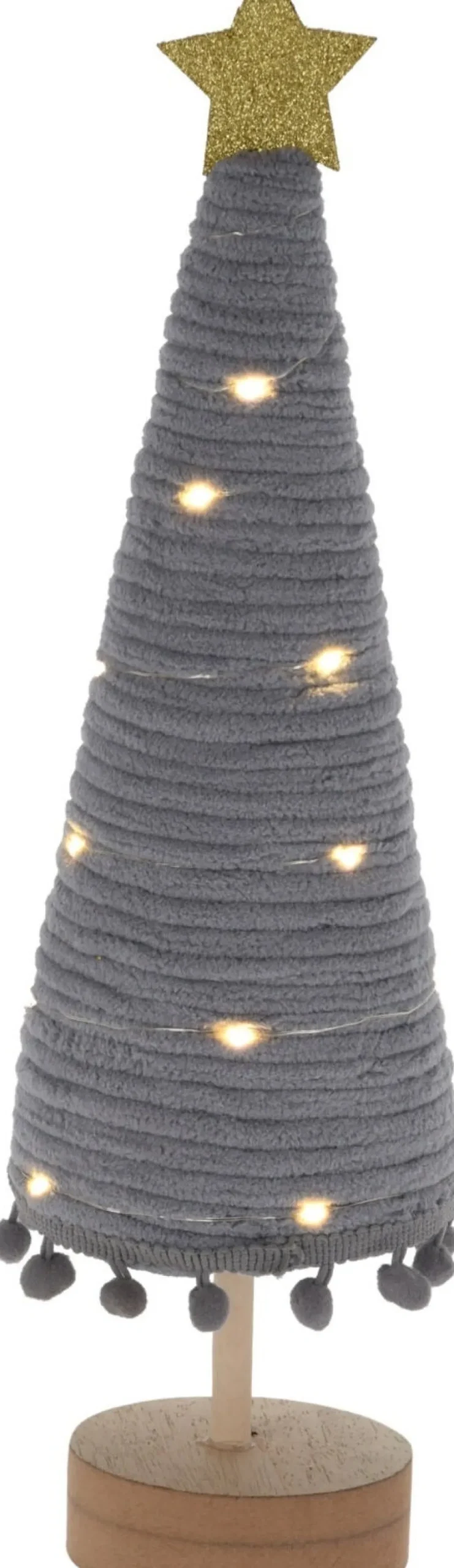 Weihnachtsdeko Baum Cosy grau mit 20 LEDs warmweiß D 11 H 38 cm