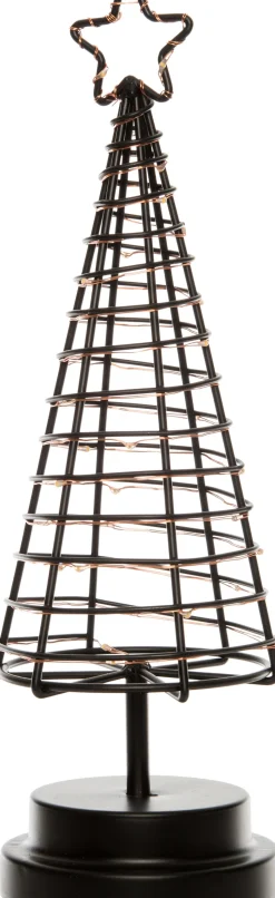 Weihnachtsdeko Baum schwarz / kupfer D 9,5 H 30 cm met 30 LEDs warmweiß