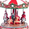 Weihnachtsdorf Karussell mit LED Beleuchtung H 15 cm