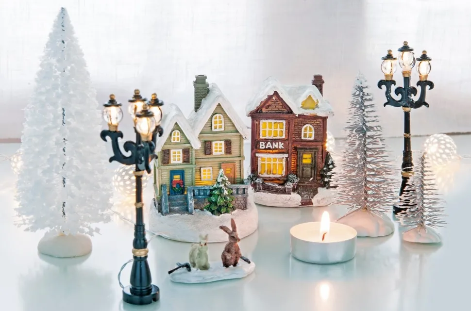 Weihnachtsdorf Laternen mit LED Beleuchtung H 11 cm 2 St.