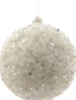 Weihnachtskugel Foam 8 cm winterweiß