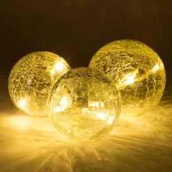 Weihnachtsleuchte Craquelé-Kugeln mit LED-Beleuchtung warmweiß 3 St.