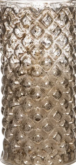 Weihnachtsleuchte silber mit Flammeneffekt D 7,5 H 15 cm gelb