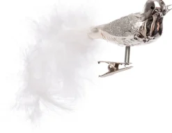 Weihnachtsschmuck Vogel mit Clip 18 cm silber
