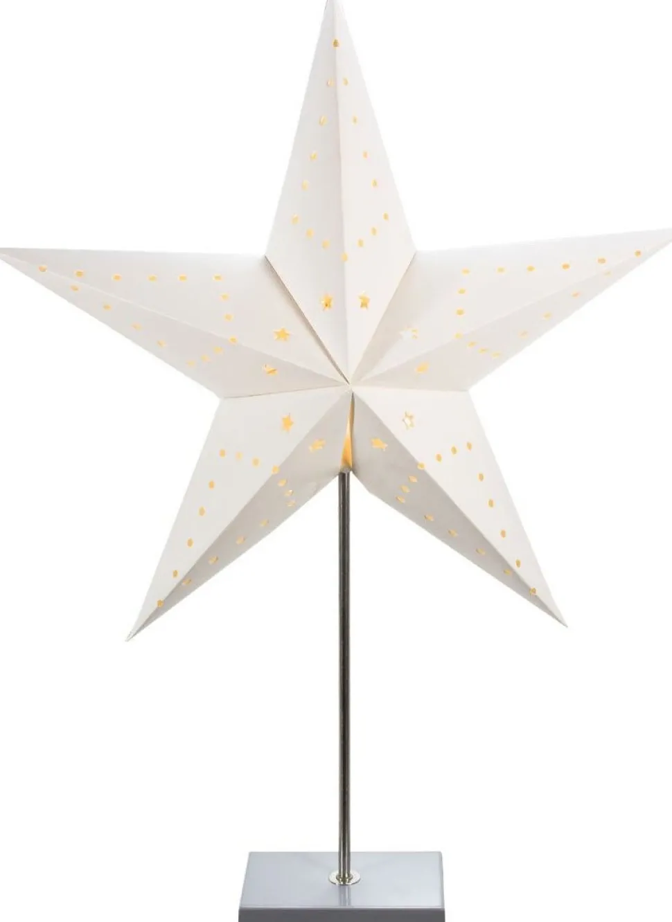 Weihnachtsstern beleuchtet weiß mit 10 LEDs warmweiß D 45 cm