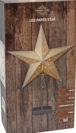 Weihnachtsstern beleuchtet weiß mit 10 LEDs warmweiß D 45 cm