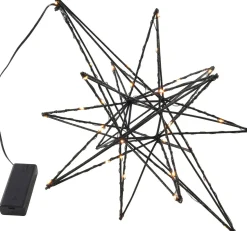 Weihnachtsstern beleuchtet schwarz mit 40 LEDs warmweiß D 36 cm