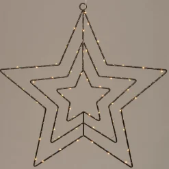 Weihnachtsstern Fensterdeko schwarz beleuchtet mit 60 LEDs klassisch warm D 56 cm